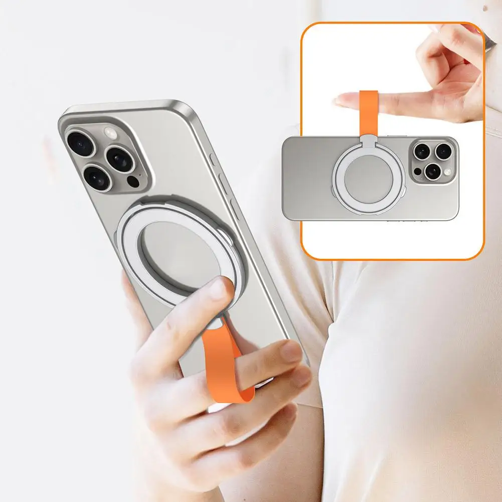 iphone15 14 13 12 시리즈 데스크탑 AlloyBuckle 스탠드 용 실리콘 코드 회전 킥 스탠드가있는 MagSafe 마그네틱 링 전화 홀더