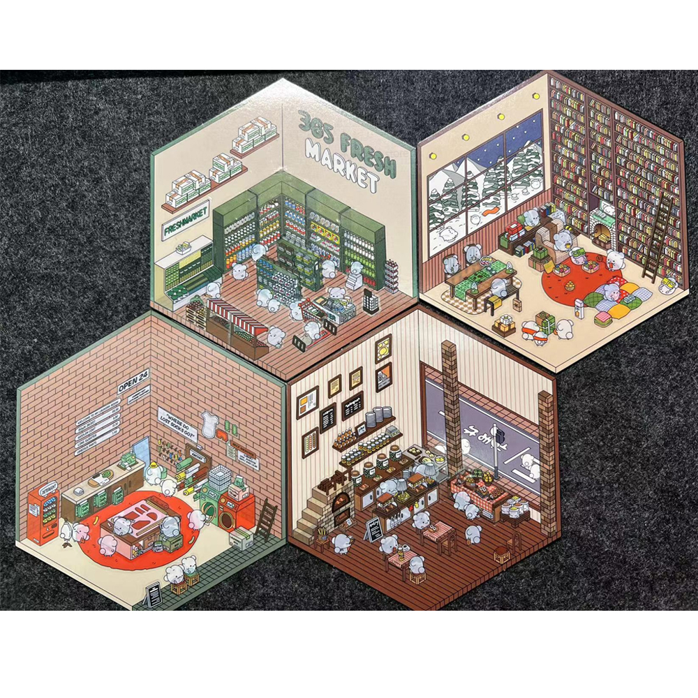 3D สติกเกอร์ DIY Cabin ฉากซ้อนและวางสามมิติบัญชีมือของขวัญเด็กเด็กนักเรียนความเครียดบรรเทา