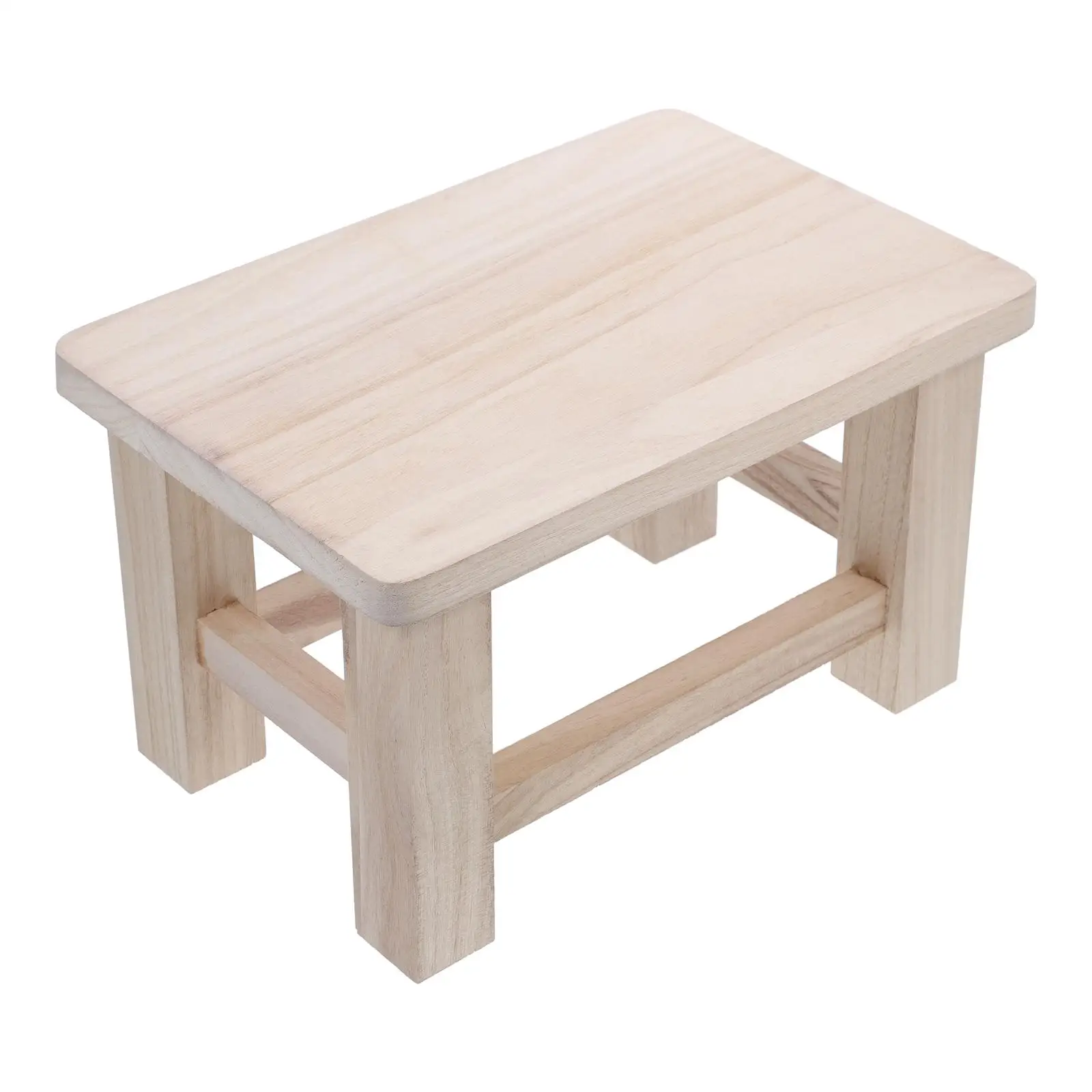 Banqueta para troca de sapato infantil, madeira sólida, uso doméstico, apoio para os pés, compacto, baixo passo, bege, pequeno, para adultos
