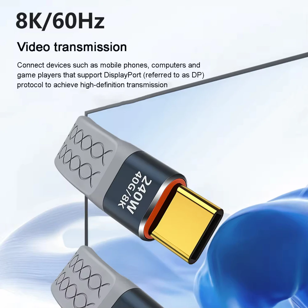 NNBILI 240 W 40 GB kurzes USB-C-auf-USB-C-Kabel, schnelles Aufladen, Typ-C-Kabel, 40 Gbit/s Datenübertragung, 8K flaches Datenlade-Verlängerungskabel