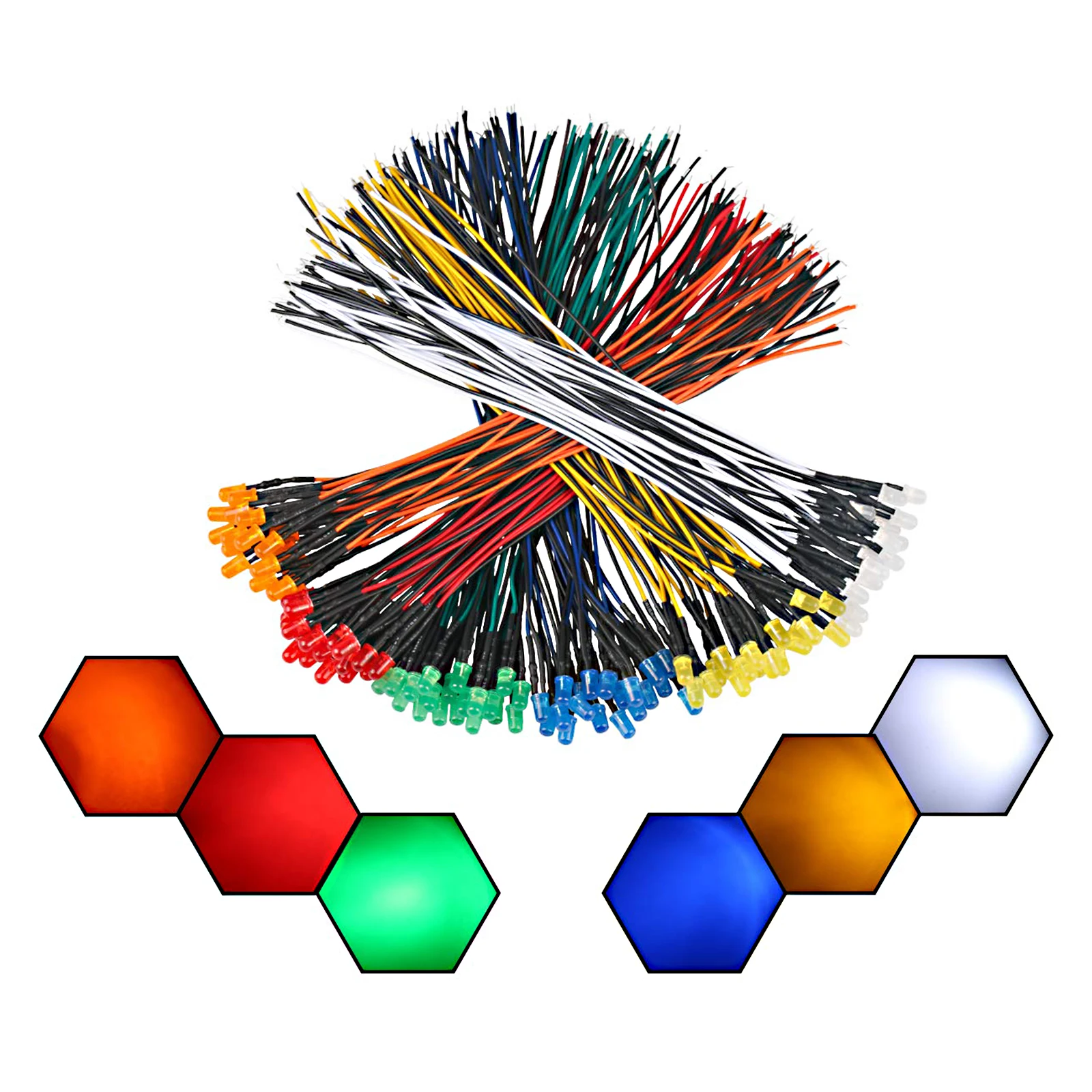 25pcs Prewired Led Diode Lights 12v Fast Slow Flash RGB Emitting Diodes 5mm Lamp DIY Projects White Red Green Blue Orange Yellow