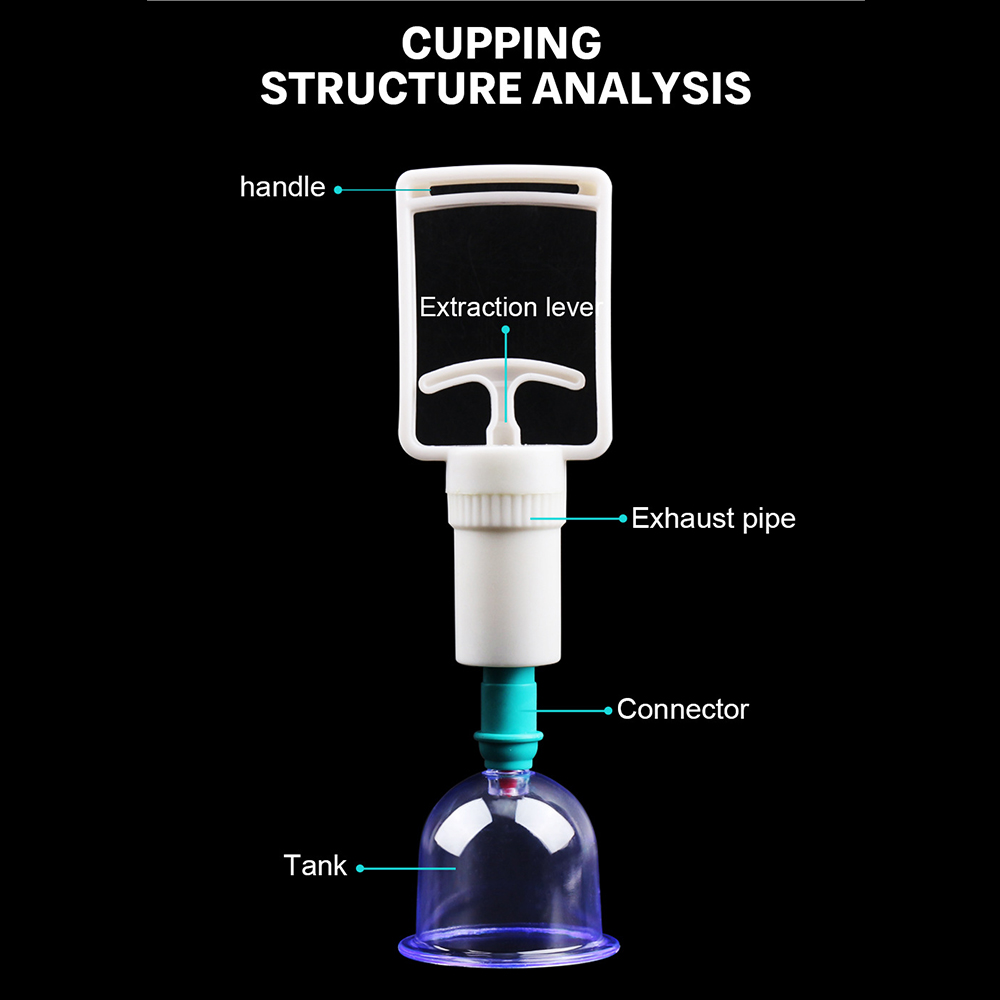 6 ชิ้นสูญญากาศ Cupping ชุดปั๊มปืนดูดถ้วยนวดหลังถ้วย Detox Anti Cellulite กระป๋อง Healthy Care Jars