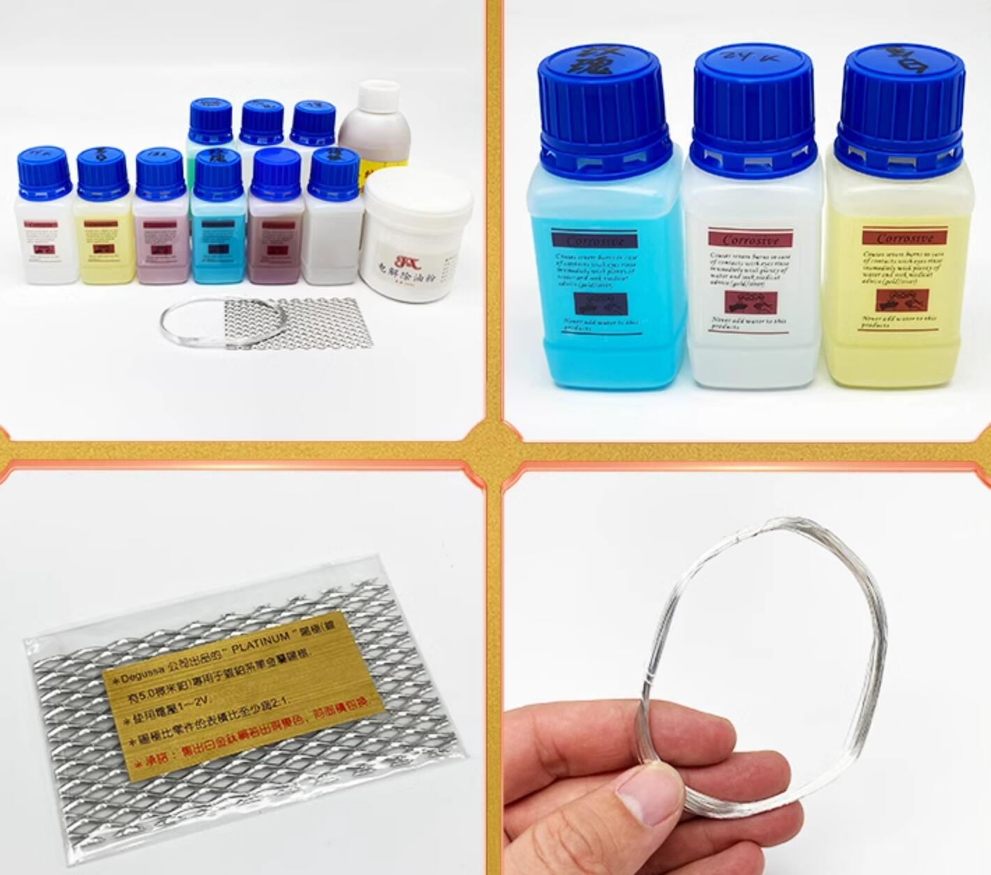 Gold Plating Solution Electroplating Kit Platinum Silver Rose Gold Plating Liquid Wax Removal Jewelry Tools