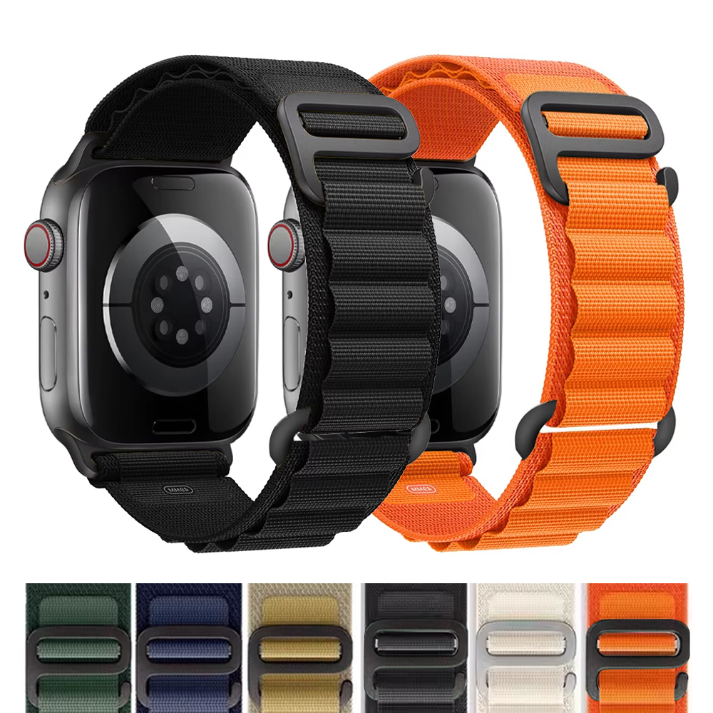 Para correas de reloj Apple 45mm 46mm 49mm 42mm iwatch Band 44mm 41mm 40mm pulsera alpina de nailon serie 10 9 8 7 6 SE Ultra 2
