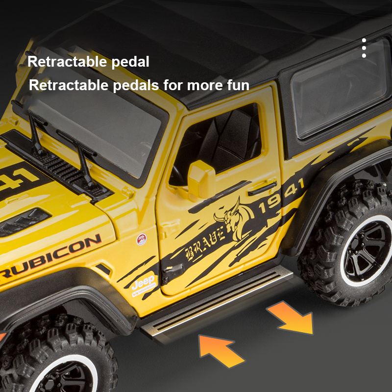 1:32 jeeps wrangler rubicon off-road liga modelo carro brinquedo diecasts fundição de metal som e luz carro brinquedos para crianças veículo