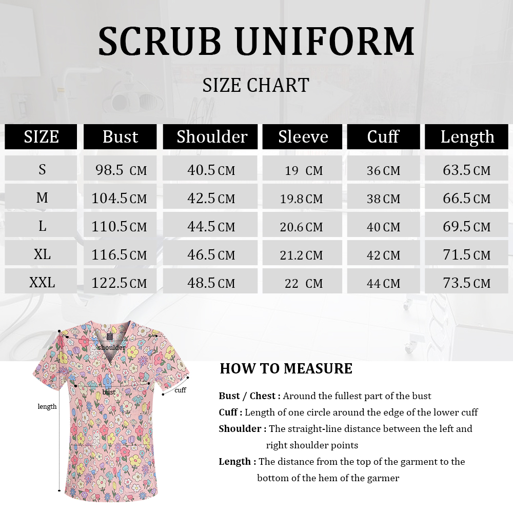 Pet Clinic Veterinary Uniform Short-Sleeved Nursing Tops Comfortable Scrub T-Shirt for Doctors Nurses Printing Hospital Uniforms