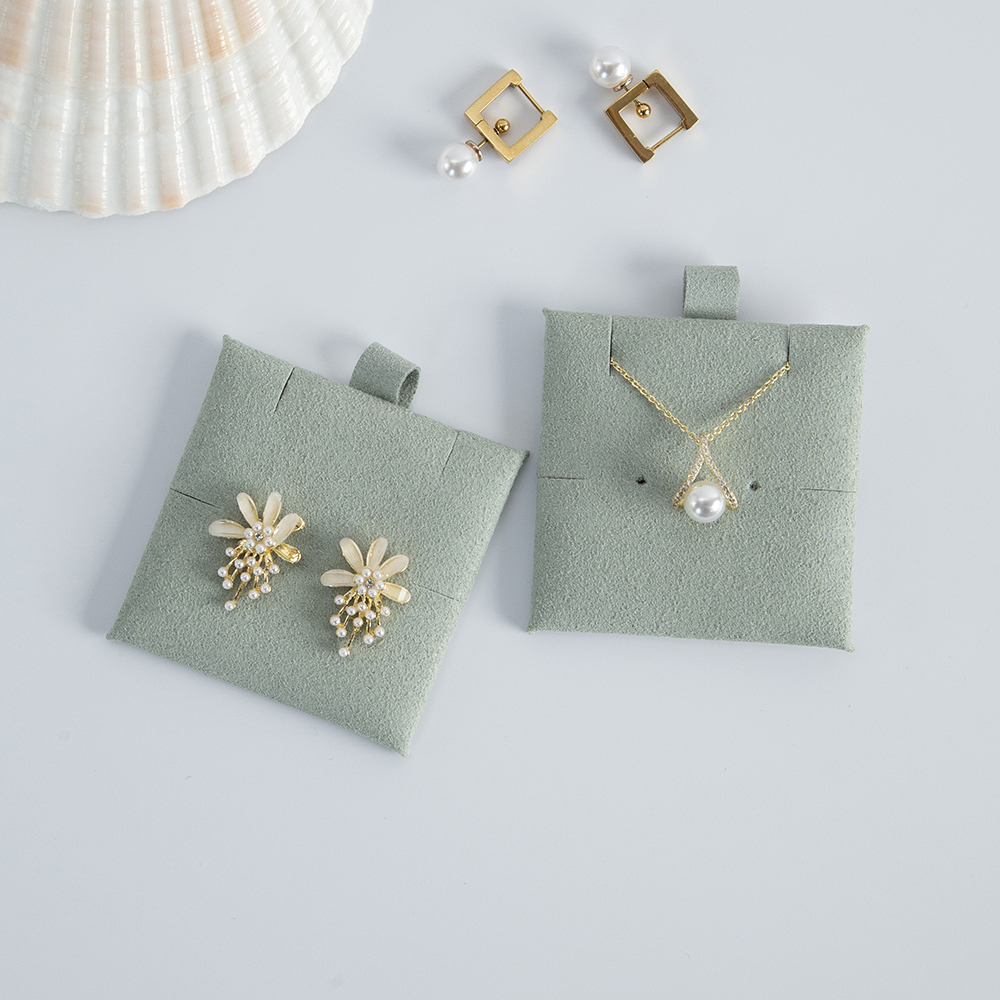 5pack 6x6cm Beige Microfiber Handmade Jewelry Packaging Necklace Earring Bracelets Display Card Jewelry Box Pouch Insert Pad