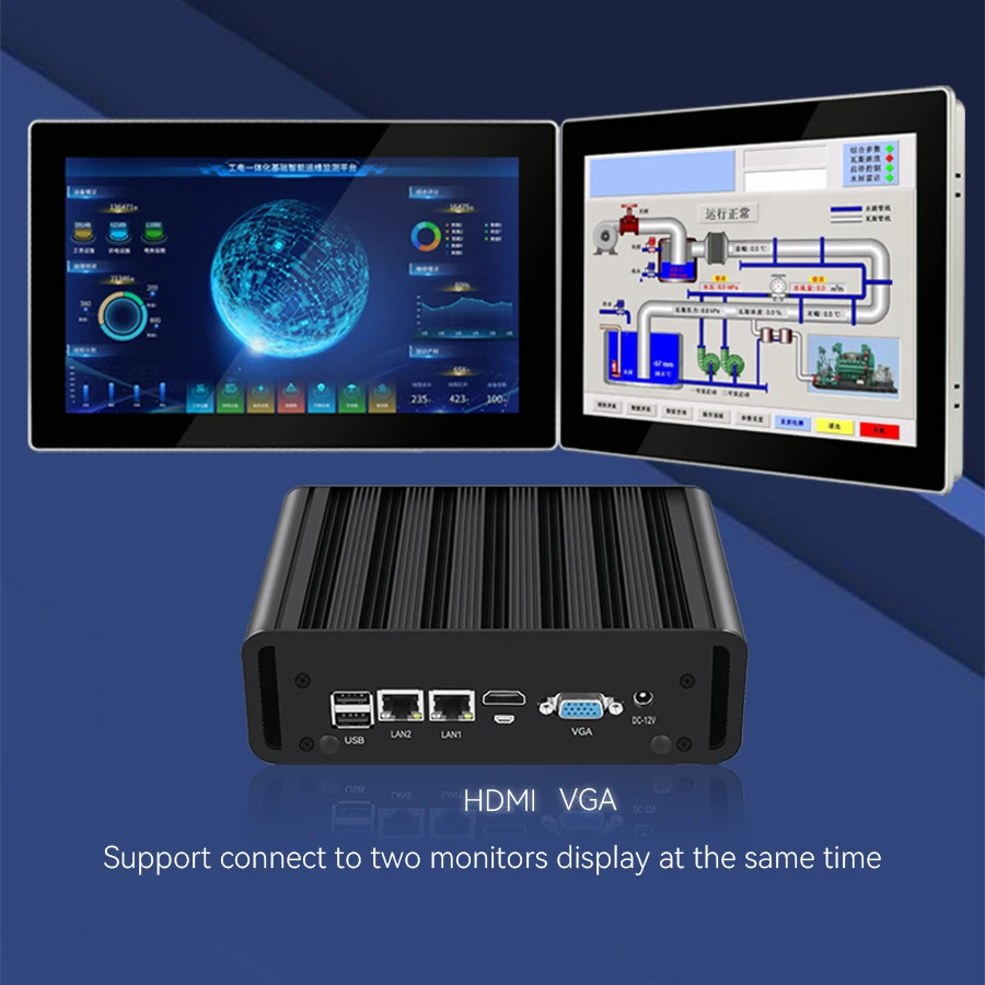 Intel N100 Fanless Mini PC Industrial Computer Dual Gigabit Ethernet 2x DB9 COM RS232 RS485 WiFi 4G SIM Slot GPIO Windows Linux