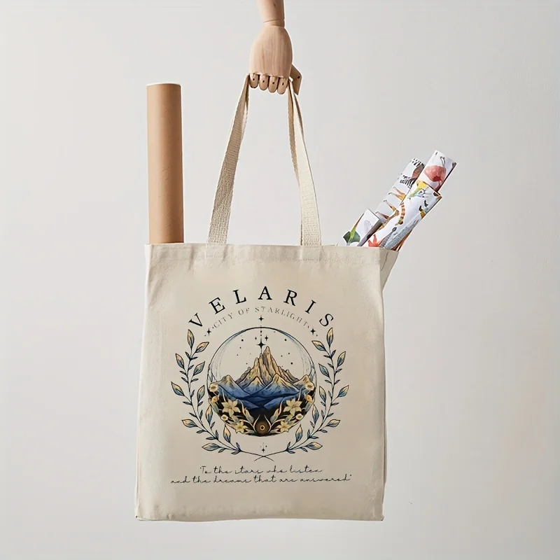 90年代の女性用キャンバスショルダーバッグ,ヴェラリスパターンのトートバッグ,トレンディなショッピングバッグ,毎日の通勤用