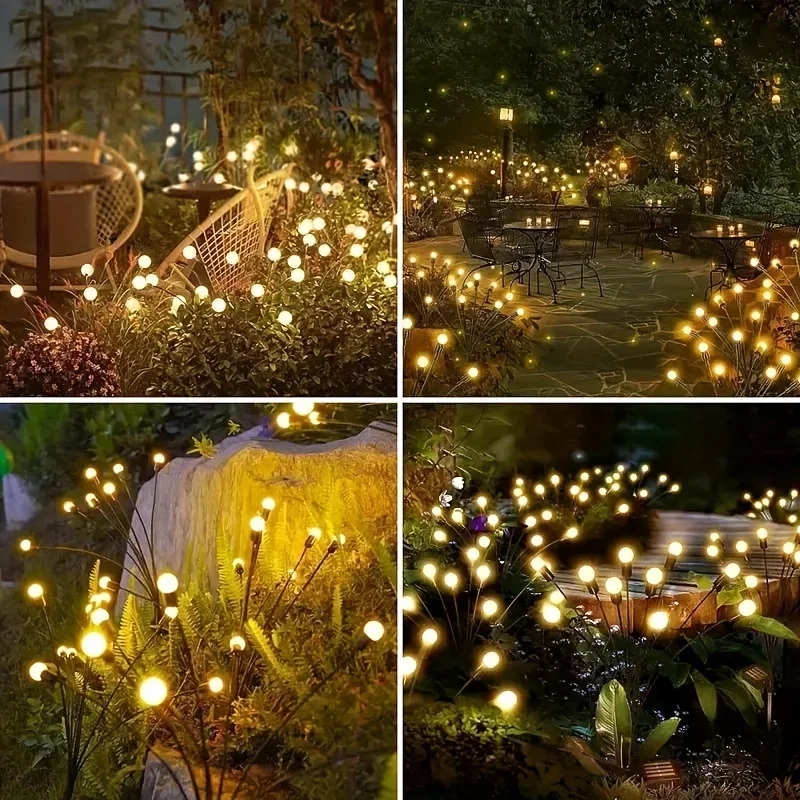 1pc 8/10led solar jardim firefly luz ao ar livre à prova dwaterproof água starburst balanço lâmpada decorativa para caminho quintal pátio caminho paisagem
