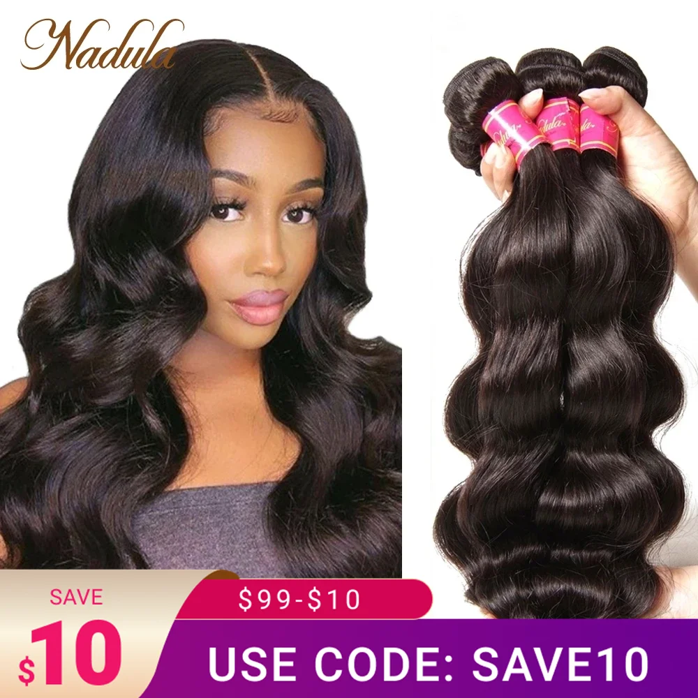 Weave brasileiro da onda do corpo natural-nadula, cabelo virgem, 8-30inch, cor natural, grupo de 3 ou 4pcs
