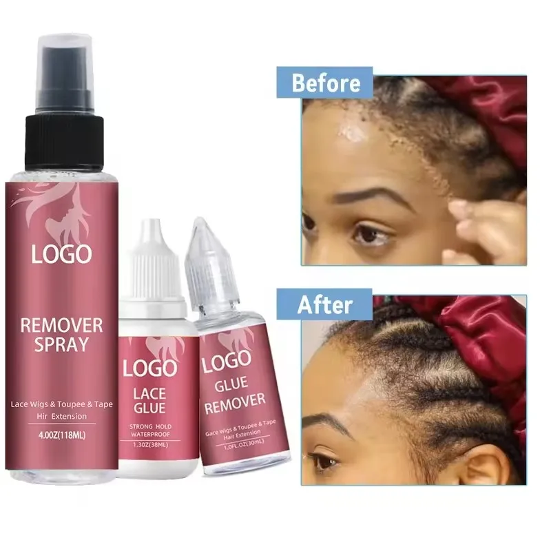 Lace Front Wig Glue Waterproof Custom Label Hair Wax Stick Tint Spray Edge Control Melting Spray For Wigs Installation Kit Set