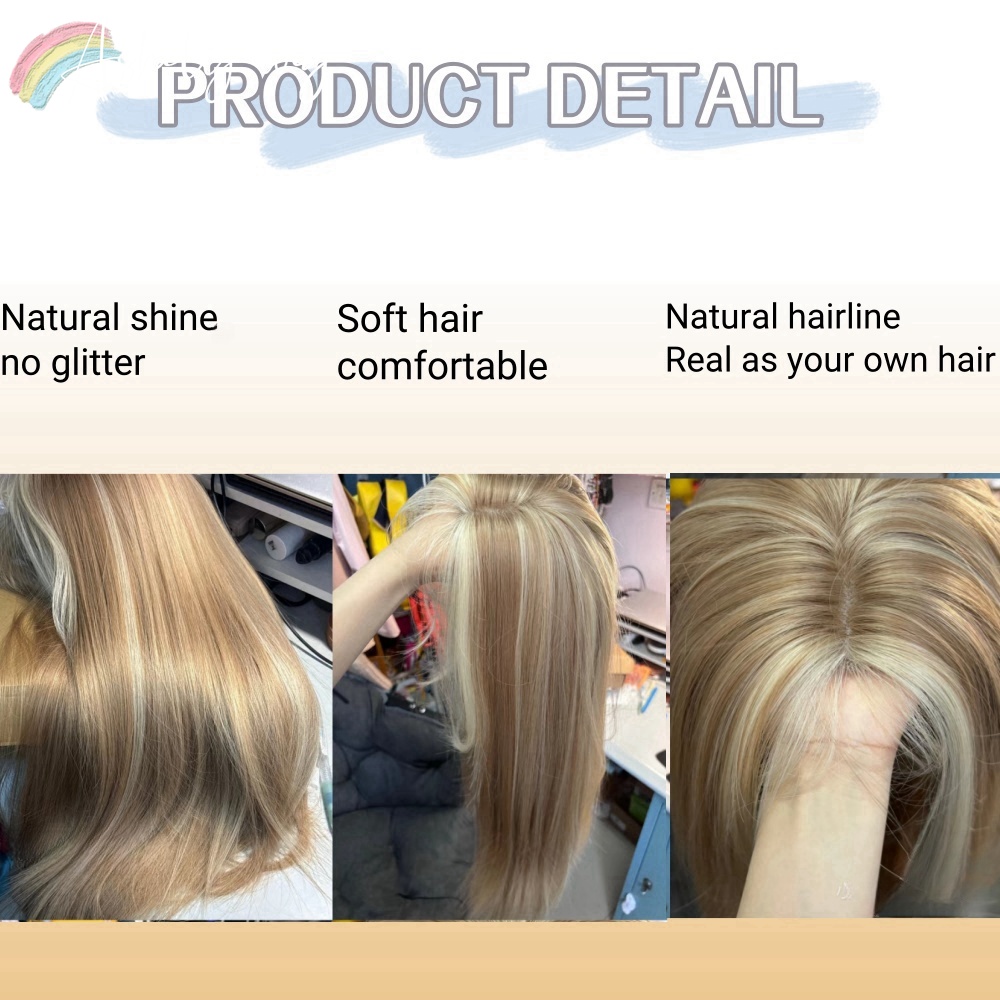 Ashley วิกผมผู้หญิงยาวตรงสีบลอนด์วิกผมสีน้ําตาลเอเชียอเมริกันสไตล์วิกผมลูกไม้ด้านหน้าด้านหน้าสําหรับทุกวันคอสเพลย์ Ombre Peluca