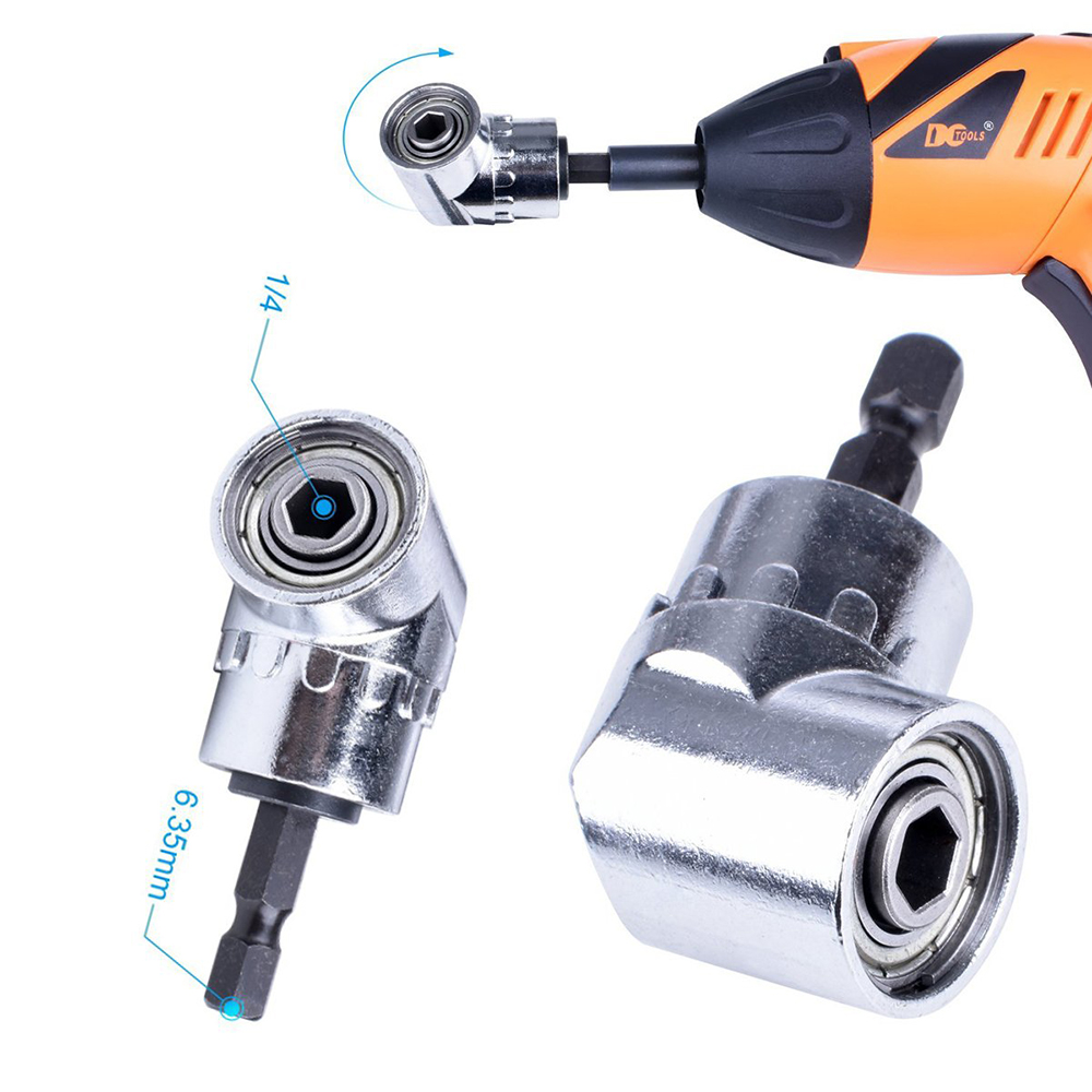 1 Bộ Lục Giác Hơi Góc 105 Độ Tua Vít Ổ Cắm Giá Đỡ Adapter Có Thể Điều Chỉnh Bit Khoan Góc Vít Đợt Đầu Đen Bạc