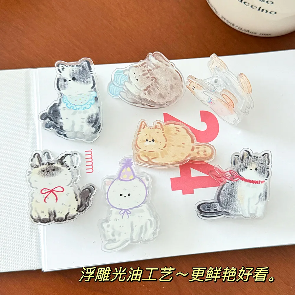 Simpatico clip con sigillo per gatto, ragazza, cuore, piccola clip per note adesive, cartone animato