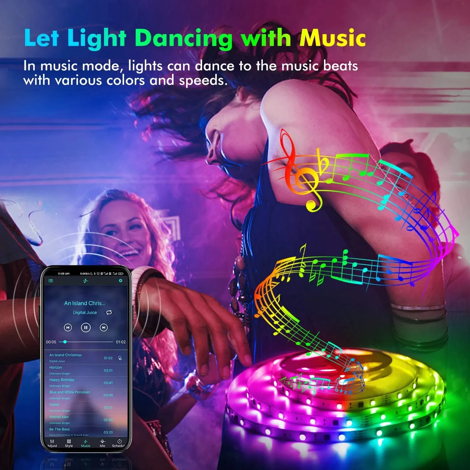 Strisce LED intelligenti 5050 RGB Bluetooth APP telecomando USB 5V nastro LED diodo lampada a nastro flessibile arredamento della stanza di Natale