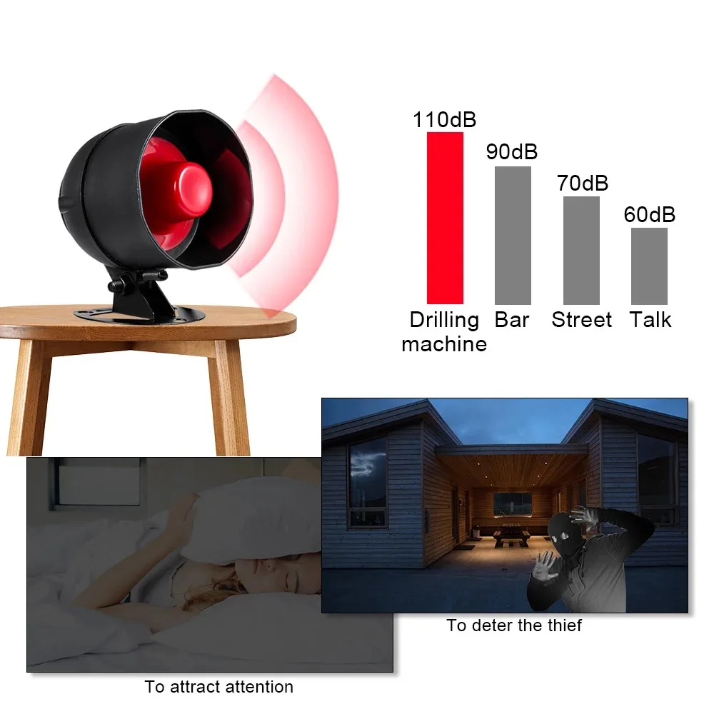 Tuya WiFi SIREN ALARM System ไร้สาย Loud Sound Alert ไซเรนชุด Smart Life ไซเรนใช้งานร่วมกับ Alexa Google สําหรับ Home Security