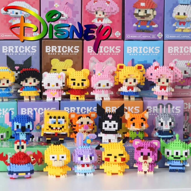 Disney Stitch Building Blocks อะนิเมะ Kawaii การ์ตูน mini Action เด็กตัวเลขบล็อกอิฐประกอบ DIY ของเล่นของขวัญสําหรับเด็ก