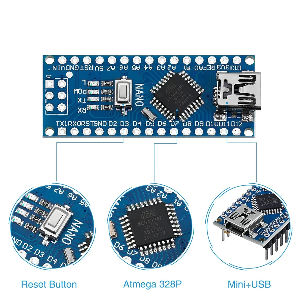 Nano 3.0 Mini Loại-C Micro USB Với Bộ Nạp Khởi Động Tương Thích Nano Bộ Điều Khiển Cho Arduino CH340 USB Driver 16mhz ATMEGA328P