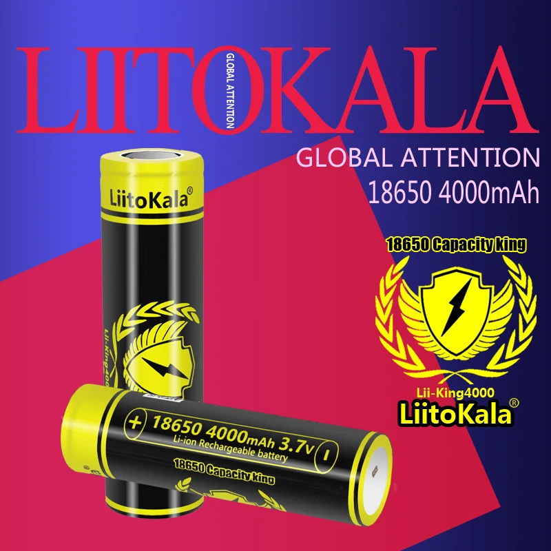 1-20 piezas LiitoKala Lii-King4000 la más alta capacidad 18650 4000mAh batería Original 3,6 V baterías recargables para linterna