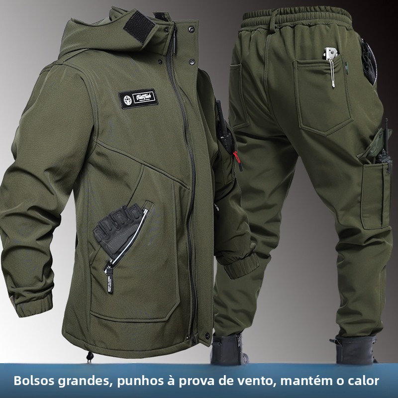 Jaqueta Tática de Camuflagem para Inverno, Impermeável, Quente e Resistente ao Frio, para Trabalho Masculino e F
