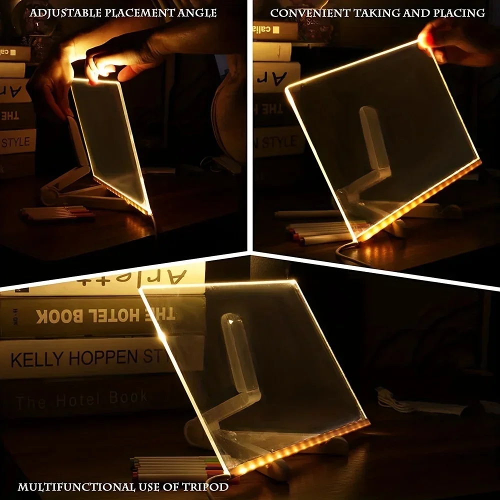 Tableau d'affichage en acrylique lumineux LED, tableau à dessin effaçable USB pour enfants, CIY pour cadeaux d'anniversaire, planches publicitaires de Bar