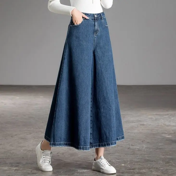 Szerokie nogawki przycięte Jeans Women New Korean Dongdaemun 2025 High Waist Baggy Mom Flared Jeans Streetwear Pants Clothes Width Women's