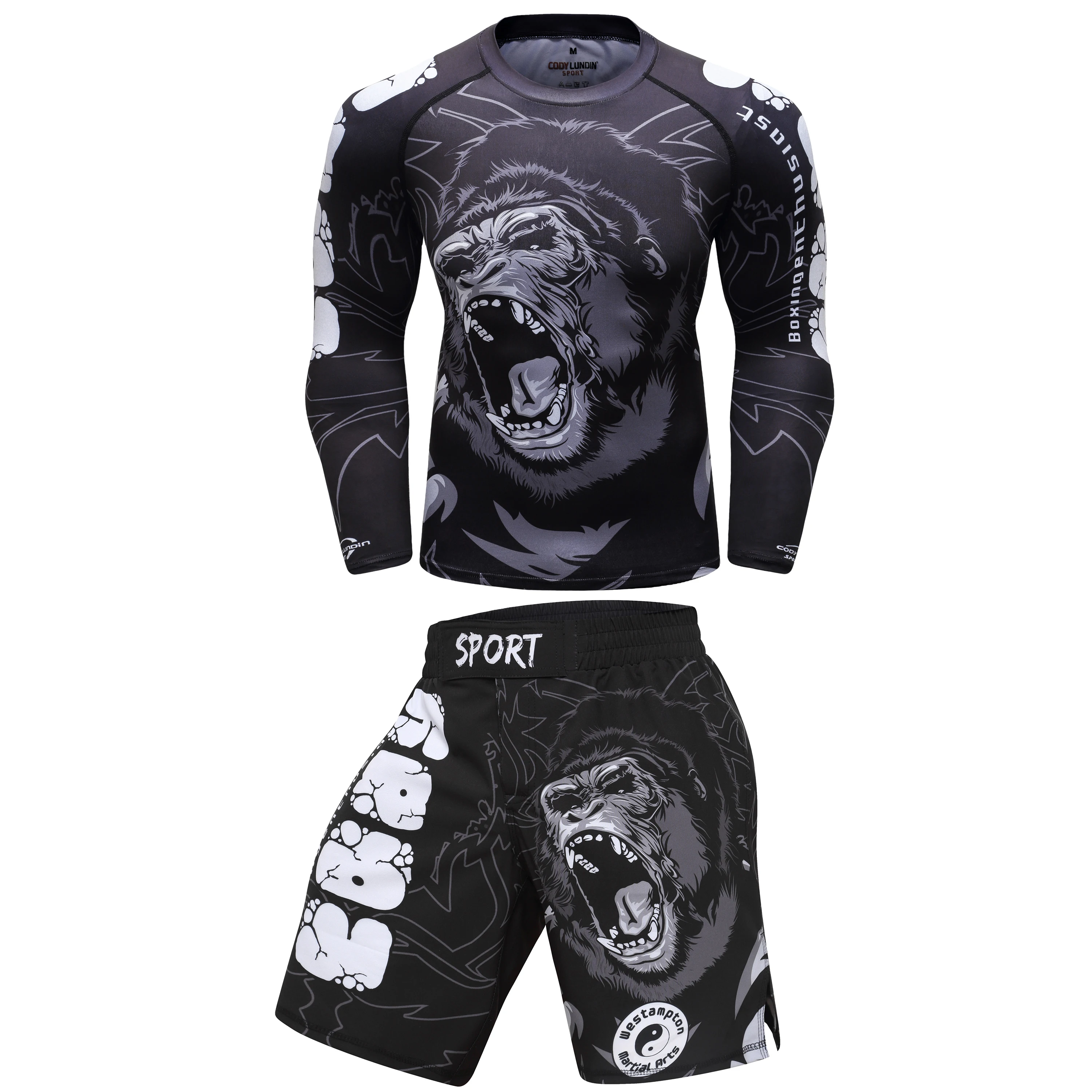 Codyผู้ชายกีฬาพิมพ์กอริลลาผู้ชายMMA Jiu Jitsu No Gi Rashguard Bjjต่อสู้สวมใส่กีฬาTracksuitมวยJersey