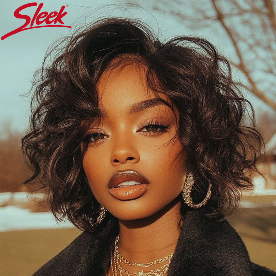 Гладкие 100% настоящие короткие объемные волны Боб Парики шнурка Объемные волны Боб Парики из человеческих волос для женщин 5X1 Кружевные индийские волосы Парики Натуральный черный