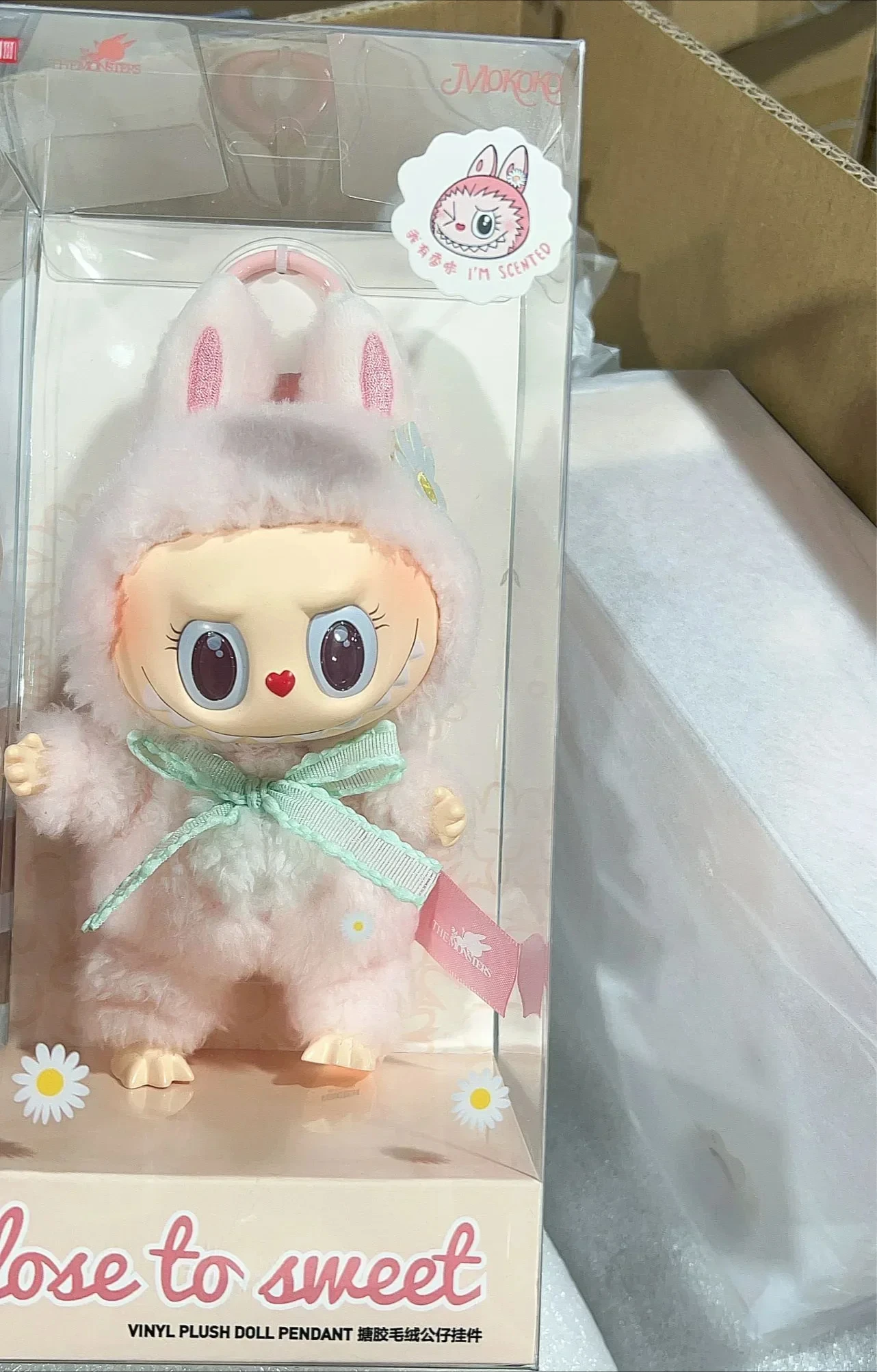 Розовый Labubu Mokoko, первый весенний цветок, милая виниловая кукла, кавайный рюкзак, подвеска, украшение, кукла, парк развлечений, ограниченное издание