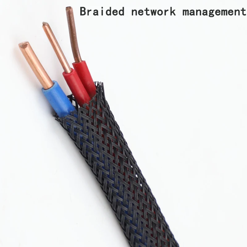3 M/9.85ft PET ขยาย Braided Sleeving ยืดหยุ่นลวดตาข่ายสีดําสําหรับทีวี PC สายป้องกันจากสัตว์เลี้ยงเคี้ยว