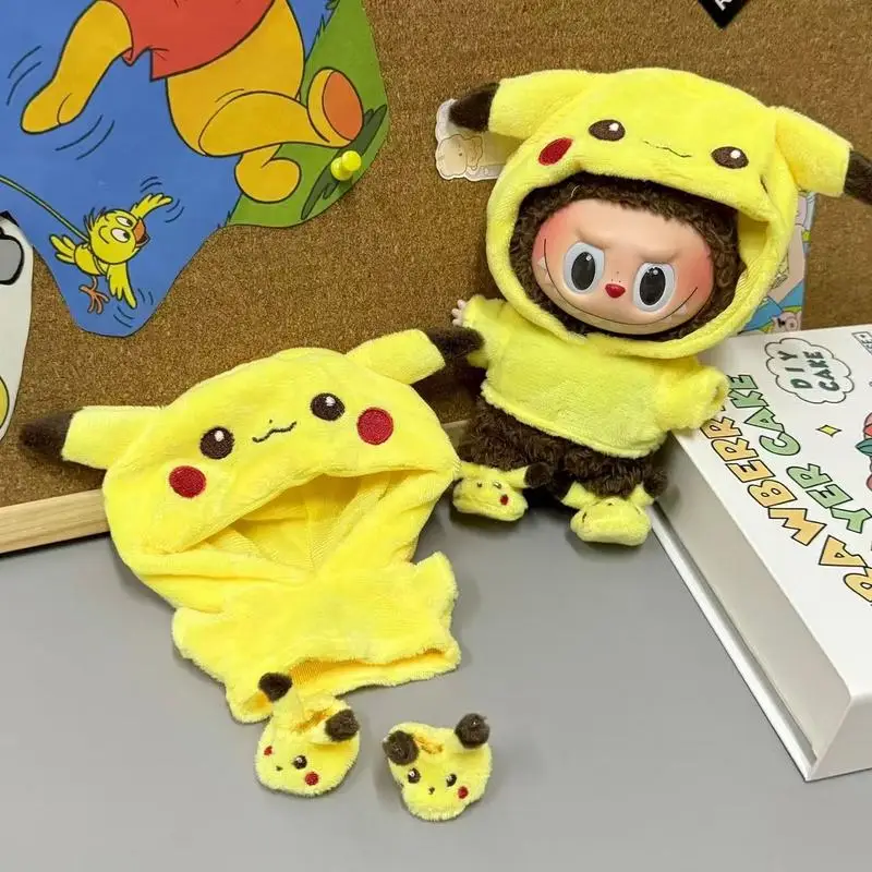 Neue Mini Plüsch Puppe Kleidung Set Nette Pikachu Anzug Cartoon 17 cm Labubu Vinyl Puppe Kpop Idol Puppe Kleidung Zubehör