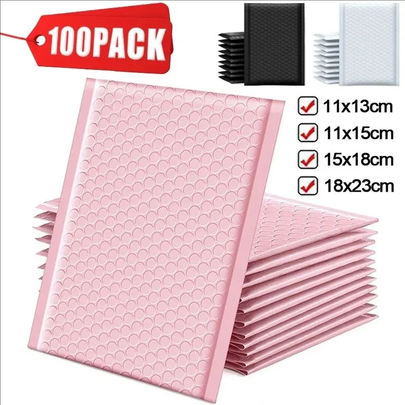 100-10 Pcs สีดําสีชมพูฟองบรรจุภัณฑ์ซอง Mailing POLY สีขาวซองจดหมายสําหรับจัดส่ง Self Seal ถุงฟอง Padding ขายส่ง