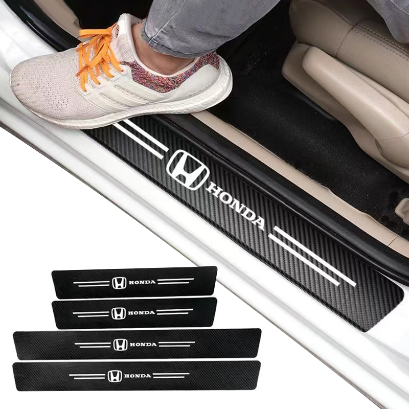 4 Uds. Pegatinas protectoras de alféizar de puerta de coche pegatinas de alféizar de puerta de fibra de carbono para Honda Accord CRV XRV Civic FIT accesorios para automóviles