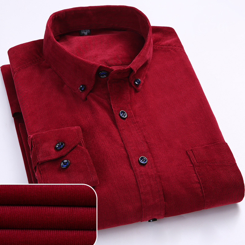 Plus Größe 6XL 2024 Herbst/Winter Warme Qualität 100 % Baumwolle Cord Langarm Taste Kragen Casual Shirts Für männer Bequem