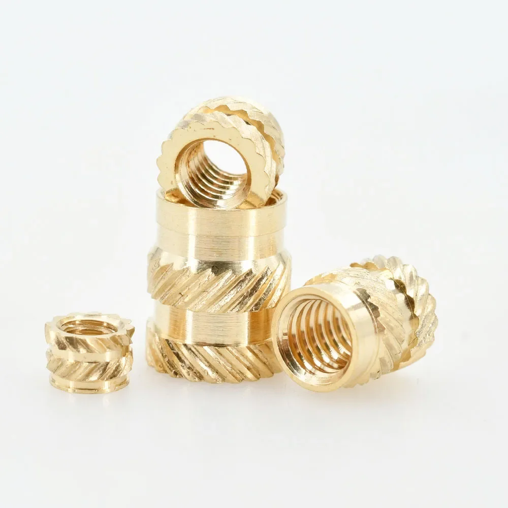 M2 M2.5 M3 M4 M5 M6 M8 M10 Brass Heat Insert Nut Double Twill Knurle Molding Injection Embedment Thread Hot Melt Nuts 3d Printer