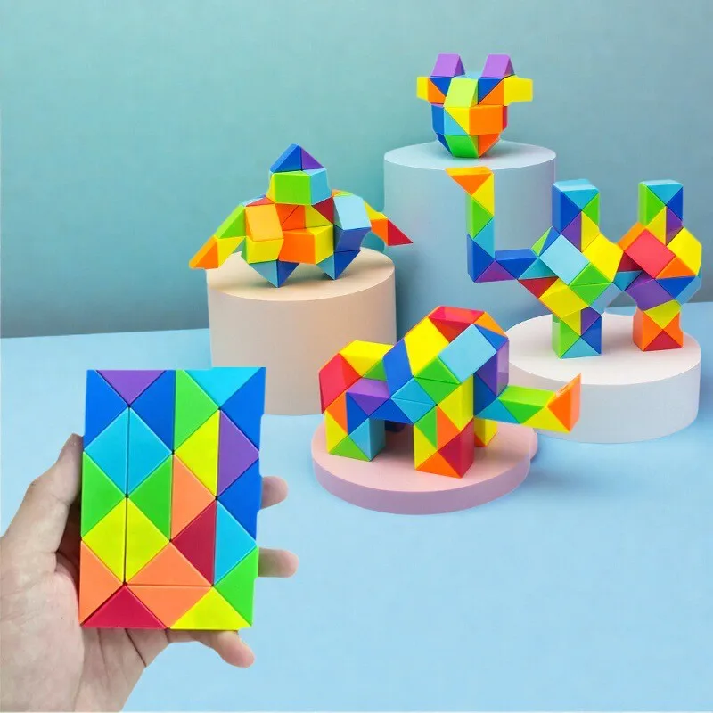 Kolorowe Kostki Magiczne Zabawki Magiczna Zasada Wąż Wielokolorowe Puzzle Zabawki Antystresowe Transformujące Się Kostki Edukacyjne Zabawki