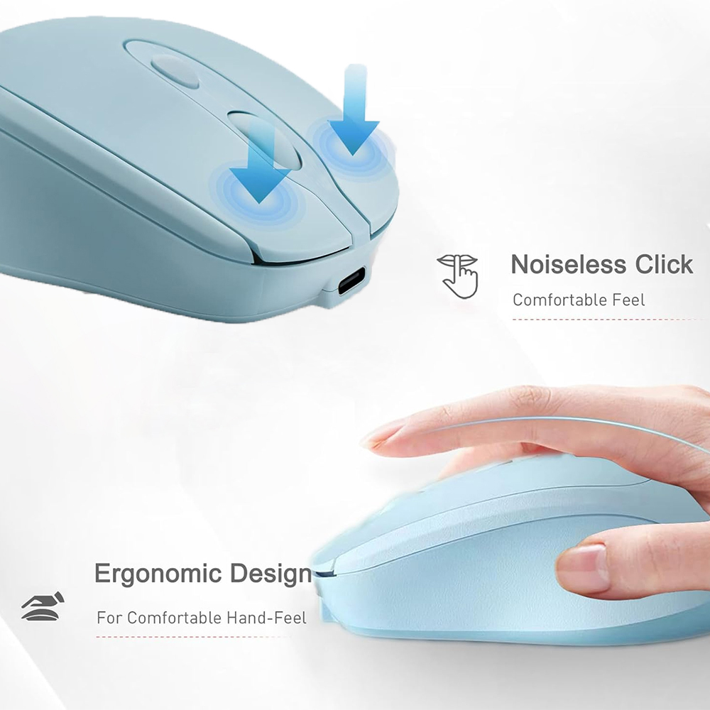 Ratón inalámbrico recargable para ordenador, Mouse inalámbrico Compatible con Bluetooth de 2,4G, USB, silencioso, para PC, portátil, Macbook y tableta