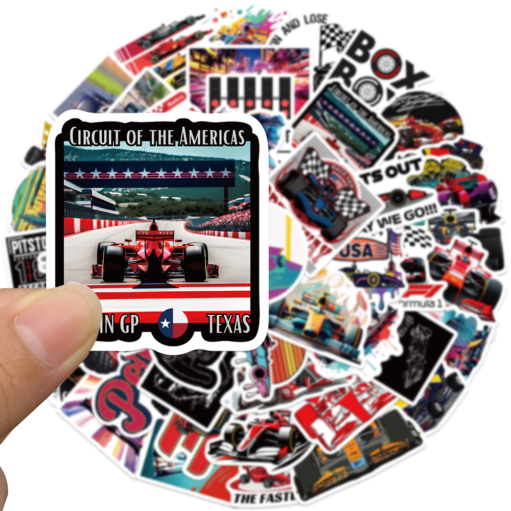 50 個 F1 フォーミュラワンクールスピードレーシングステッカー装飾用オートバイ車のラップトップバイクケーススーツケース水ボトル DIY デカール