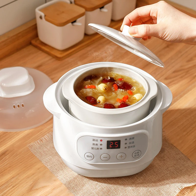 200W Điện Chậm Hấp Thực Phẩm Hầm Cốc Multicooker Nồi Sứ Cubilose Hầm Mang Thai Bổ Bé Bổ Sung Giữ Ấm Thức Ăn