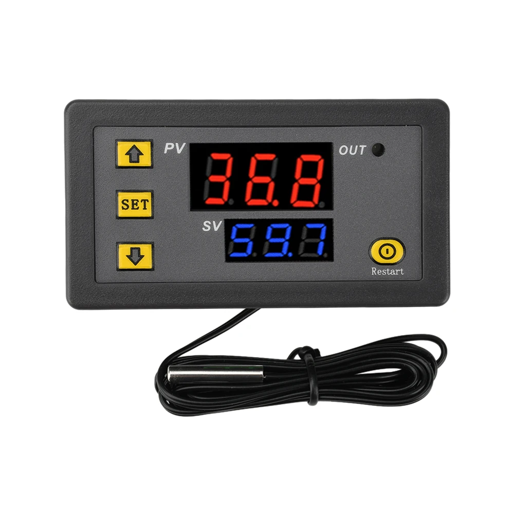 W3230 12V 24V AC110-220V línea de sonda 20A Control de temperatura Digital pantalla LED termostato con instrumento de Control de calor/refrigeración