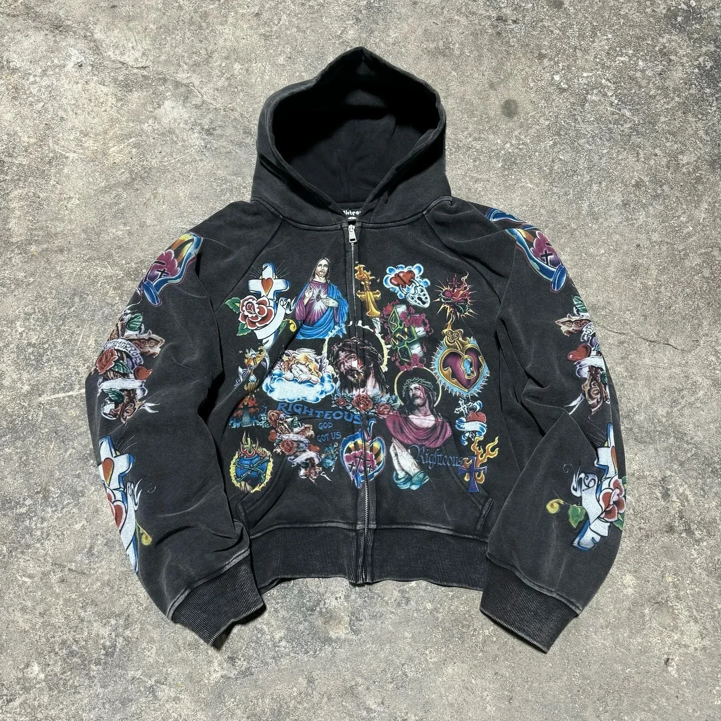Fmxires2025 Ropa informal de calle Sudadera con capucha estampada con patrón retro Sudadera con capucha holgada para hombre Sudadera con capucha deportiva de moda de rock gótico