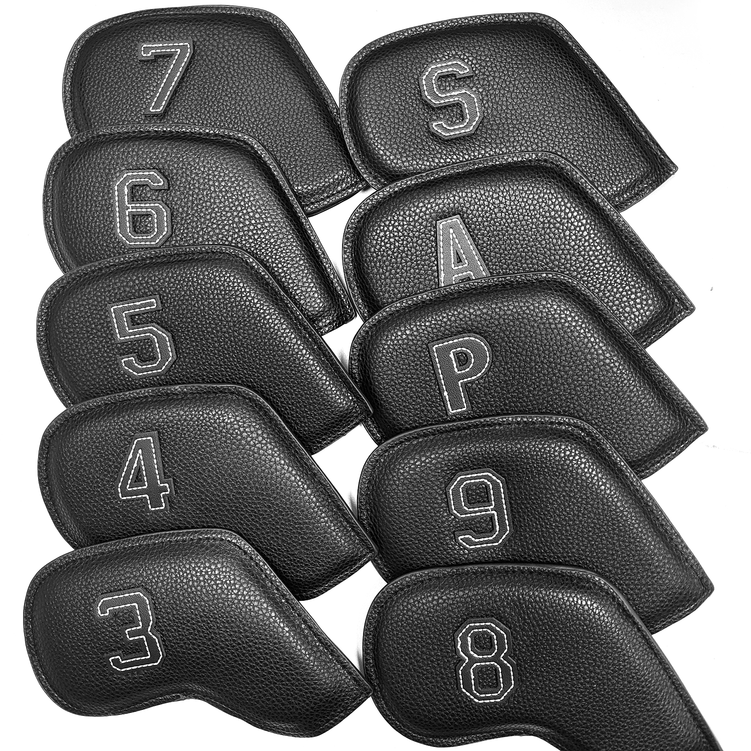 10 pz/set Golf Ferro Copricapo 3-9, P, S, A, Club Copricapo Ricamo Numero Caso Sport Golf Attrezzature Per L'allenamento Accessori