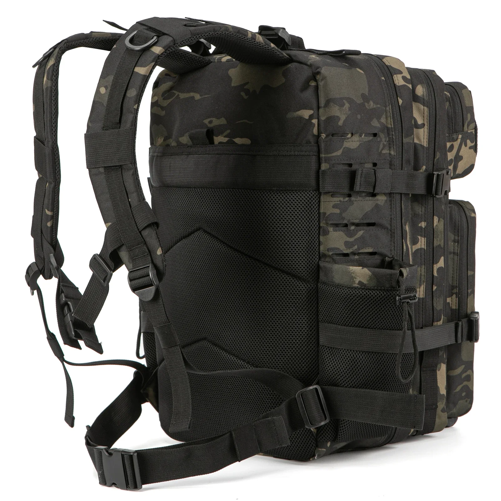 Mochila tática de 25l/45l, para mulheres/homens, corte a laser, molle, caminhadas, pacote de 3 dias, bolsa escolar, academia, com suporte de copo duplo