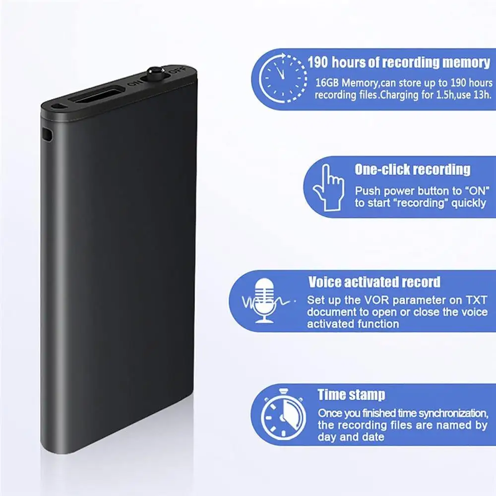5pcs Public Multimedia Player Digital Mini Voice Recorder with Microphone Portable Recorder Voice Activated for Lecture