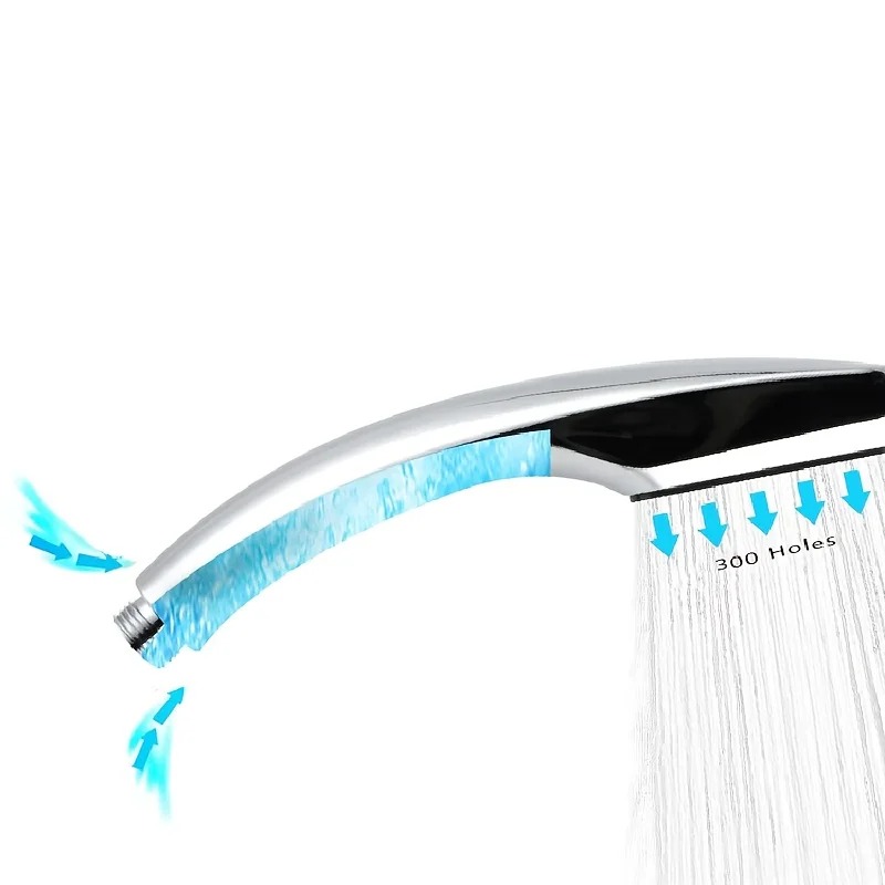 Cabeça de chuveiro de alta pressão com 300 furos, fluxo de economia de água com bico cromado, chuveiro quadrado, acessórios de banheiro