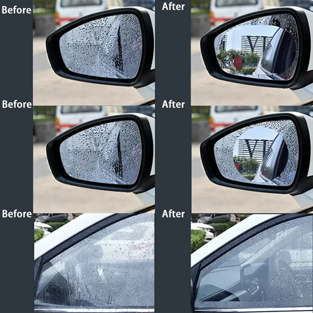 車のバックミラー,防雨フィルム,防水ウィンドウガラス,防曇,反射ステッカー,カーアクセサリー,2個