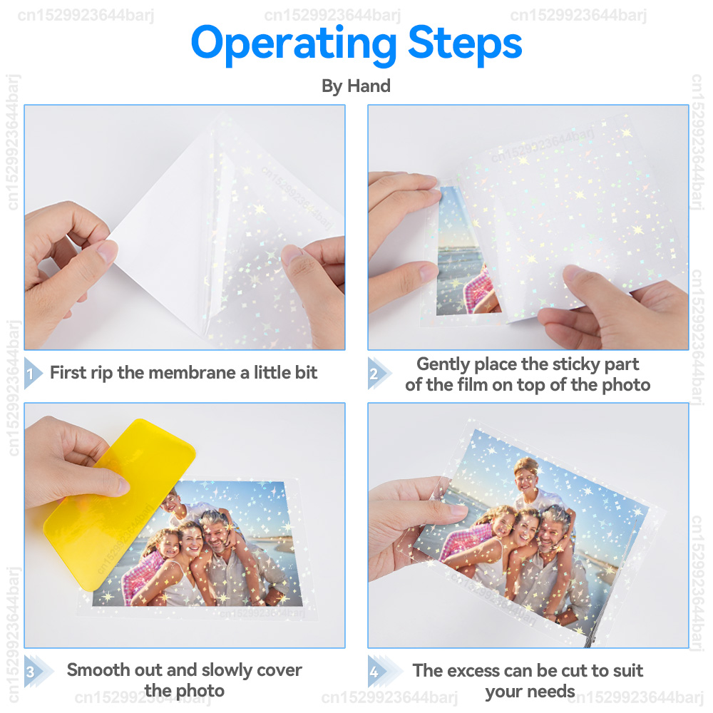 10 Sheets A4 Self-Adhesive Cold Laminating Film Waterproof Transparent Shiny Stars Dots DIY Package Card Photo Holographic Film