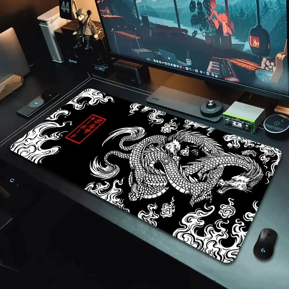 Alfombrilla de ratón para juegos XXL grande de dragón japonés, 900x400, 700x300 velocidades, alfombrilla de escritorio, teclado temático de Anime, alfombrilla de ratón para jugadores para deportes electrónicos