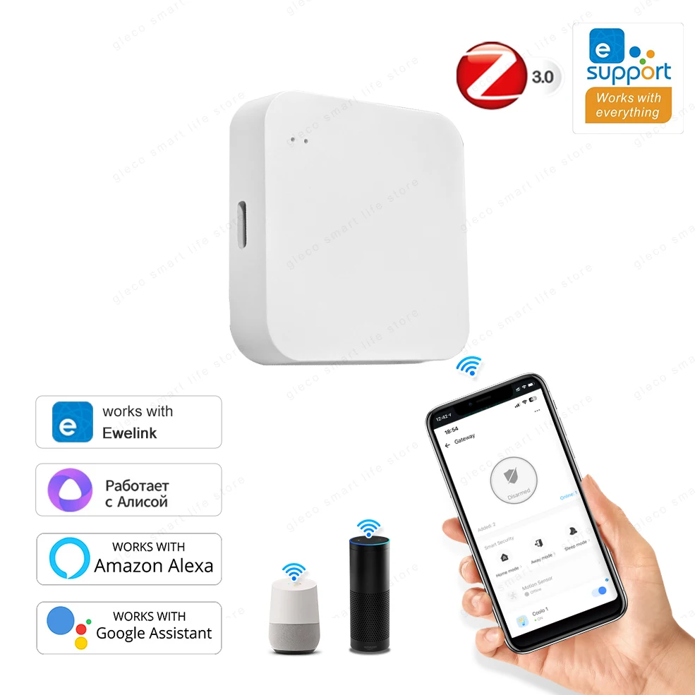 Zigbee Wireless Hub Gateway Bridge, Smart Home Automation, Via Ewelink APP, Alexa, Assistente do Google, Alice